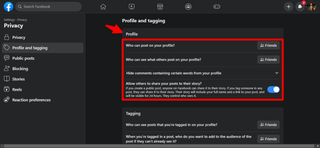 Change the Viewing and Sharing Settings.