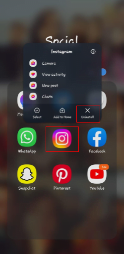 uninstall the instagram app